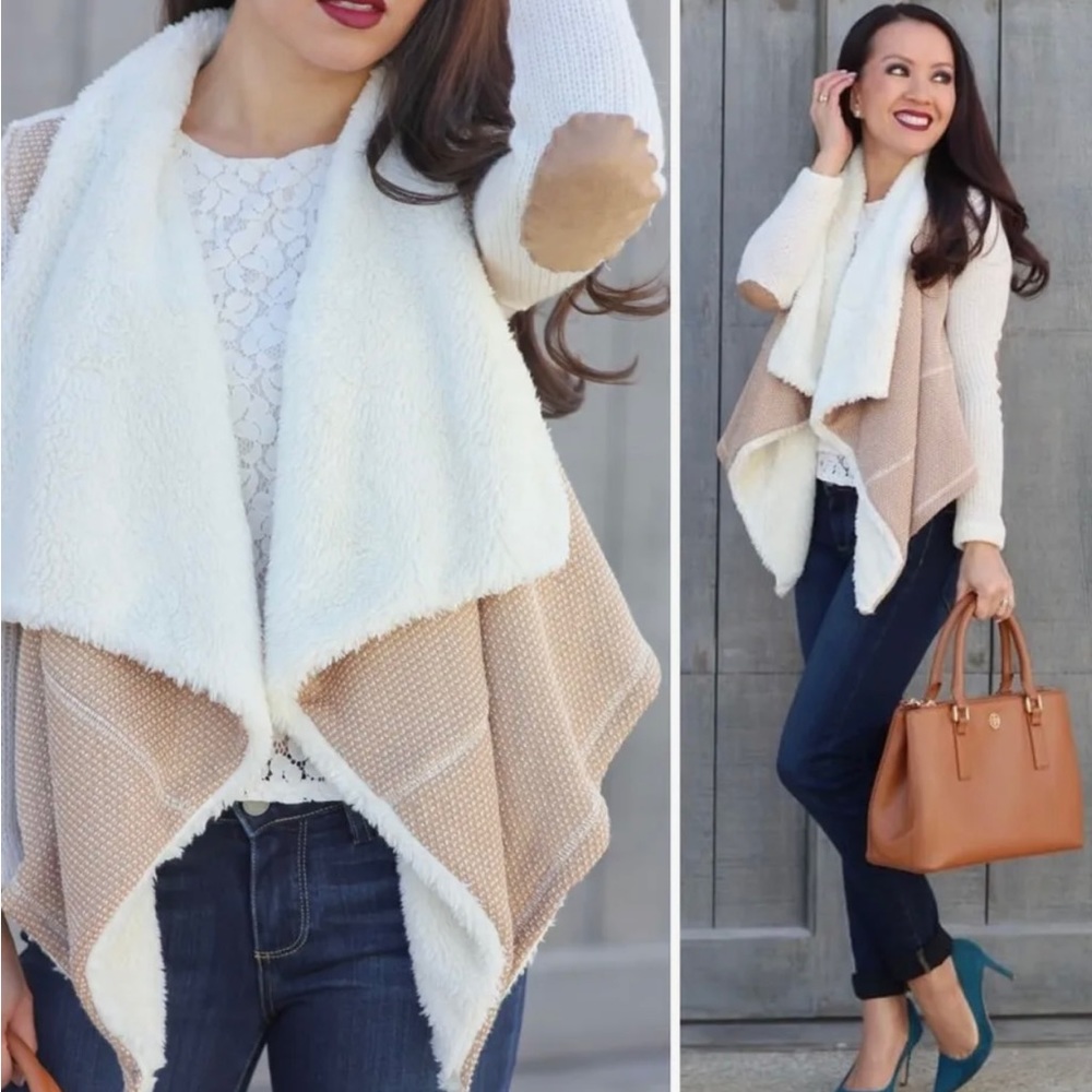 Anthropologie Saturday Sunday Sherpa lined Waterfall Cardigan Size Small